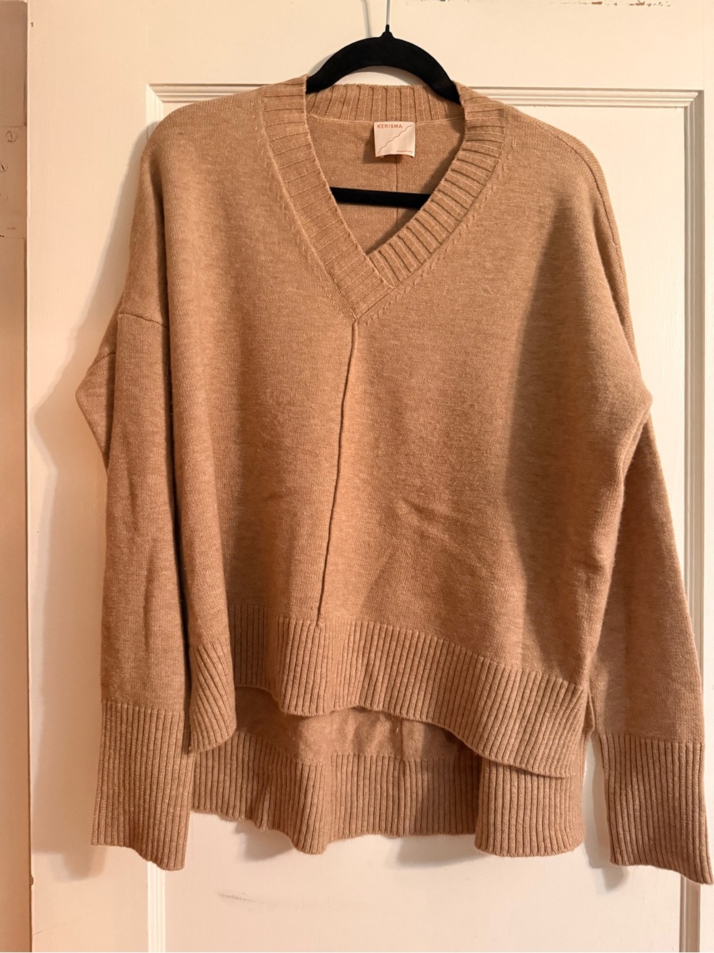 Kerisma Oversized V-Neck Sweater in Camel